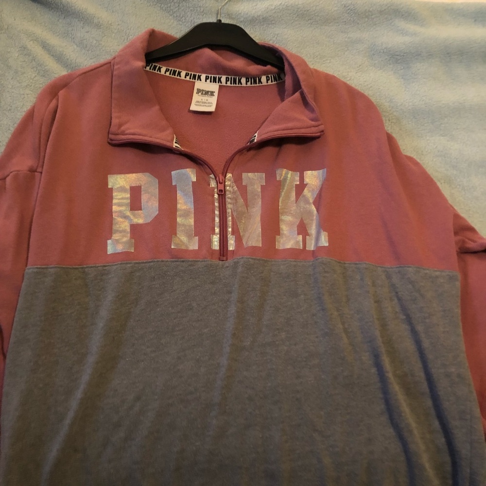 Pink half zip pullover